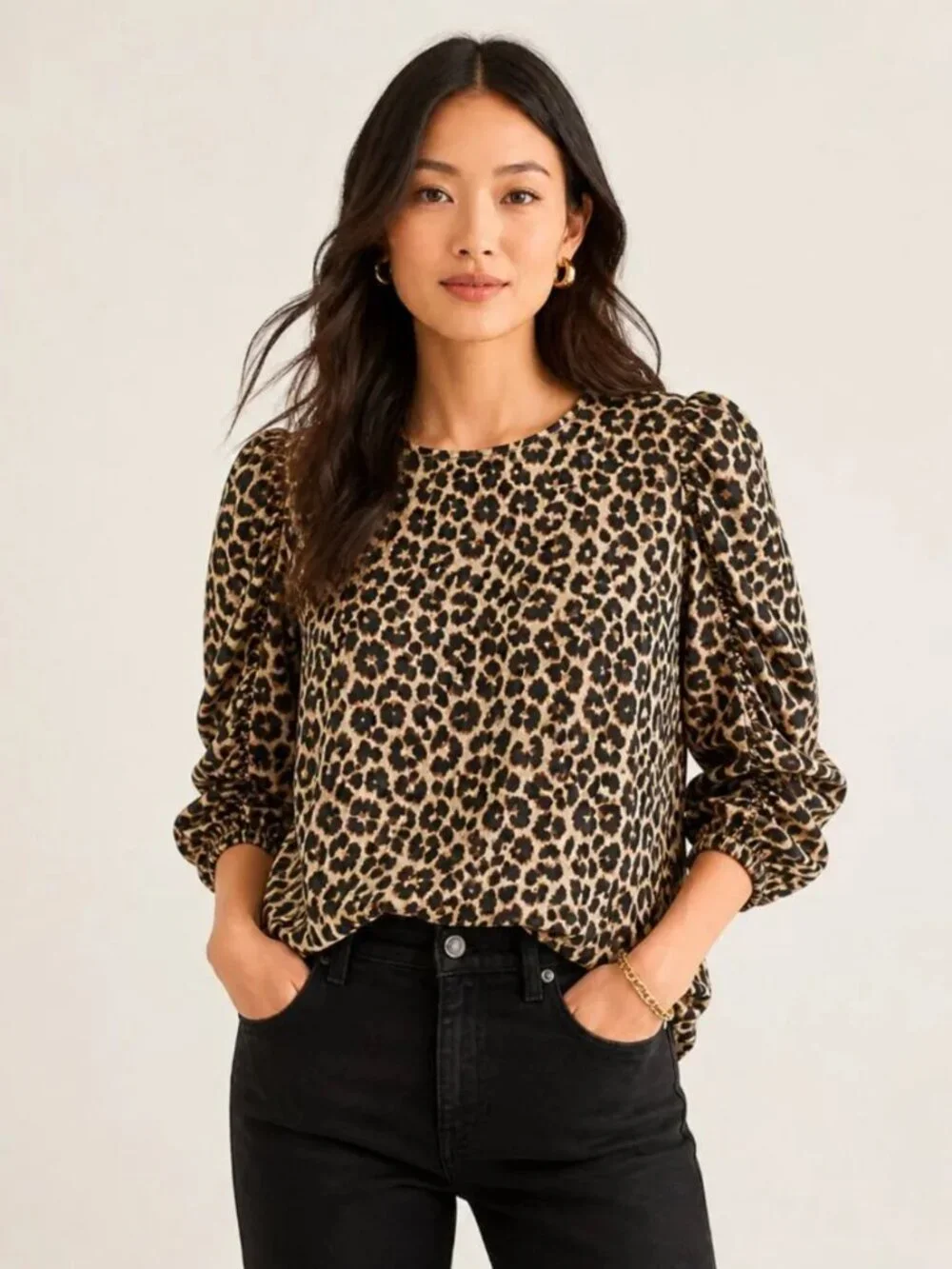 J.Crew Leopard Puff Sleeve Top XS | Date Night Blouse | Fall Going Out Top